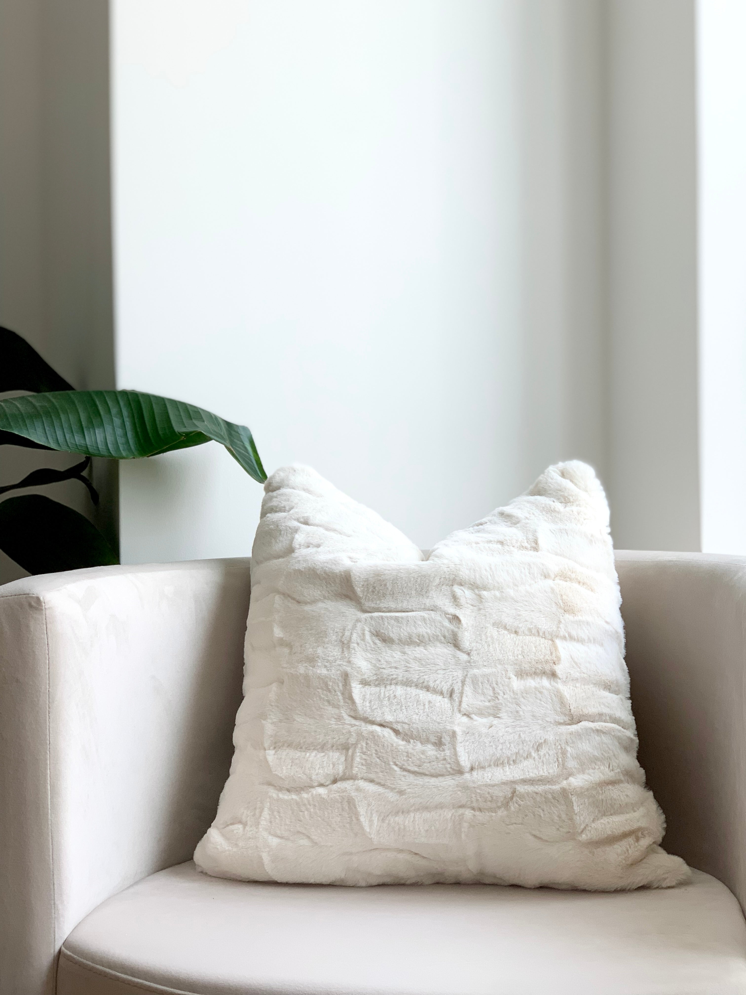 Ivory Plush Throw Pillow Cover