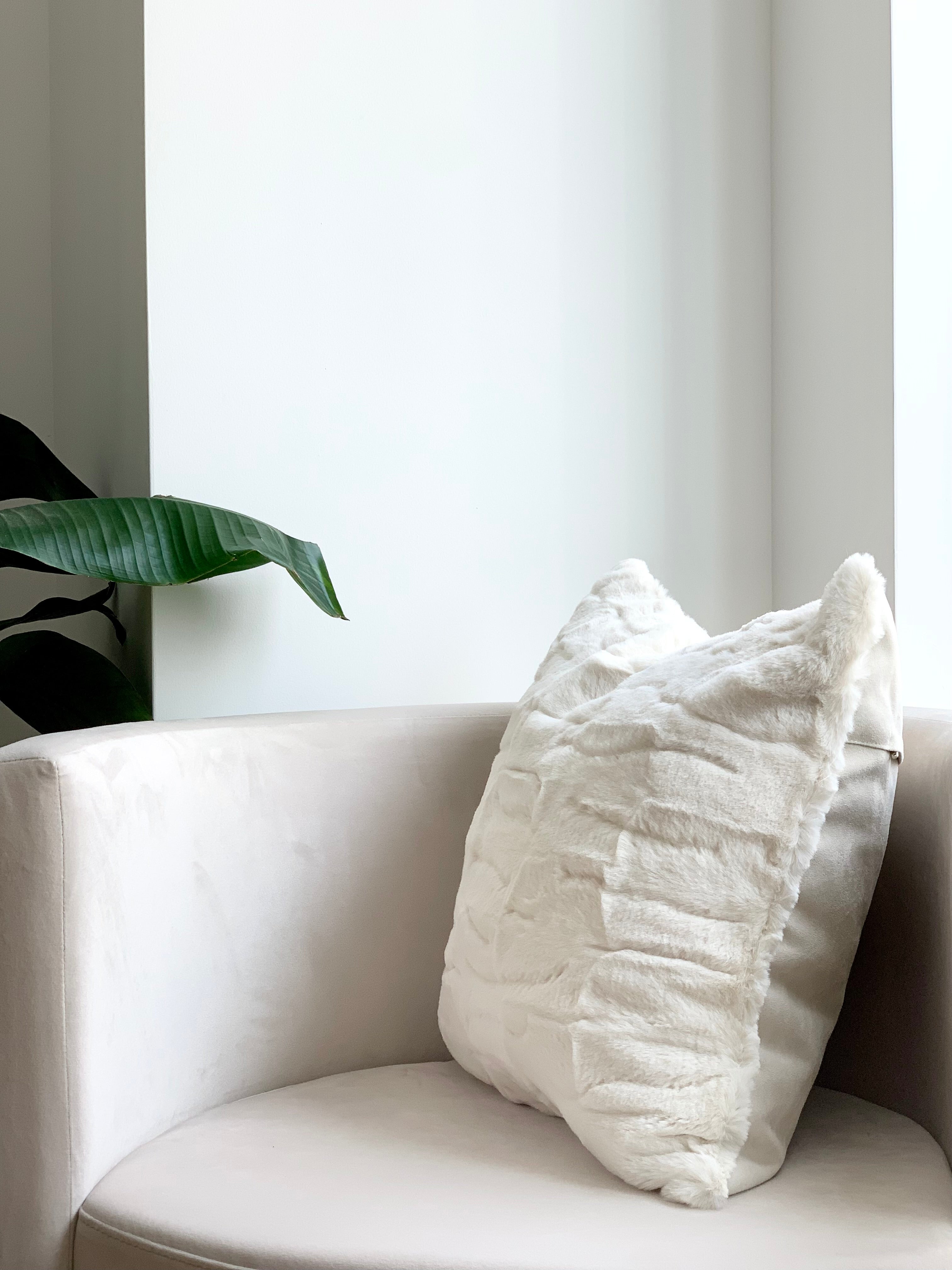 Ivory Plush Throw Pillow Cover