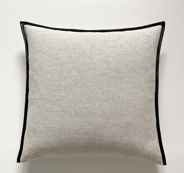 Leatherette Trim Throw Pillow Cover